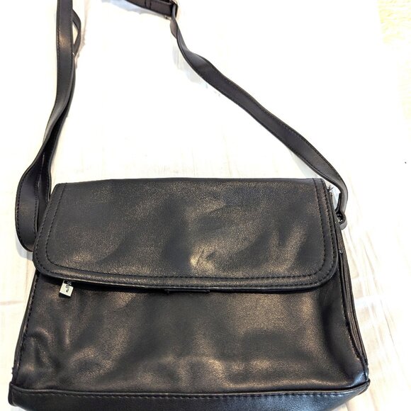 GIANI BERNINI BLACK SHOULDER LEATHER BAG VINTAGE IN GREAT CONDITION - Picture 1 of 12